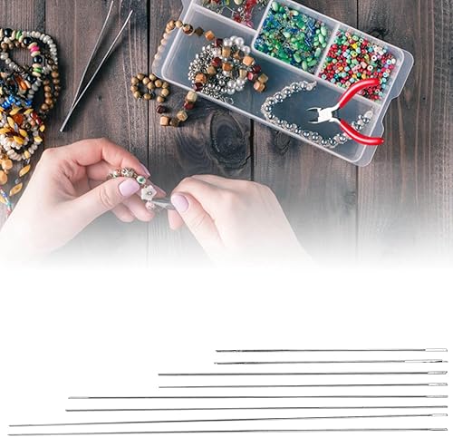 Miniatura 7 de 8 agujas de cuentas, collar de apertura media, roscado de herrero, agujas de semillas finas para rebordear, herramientas de bordado de costura, 8 uds