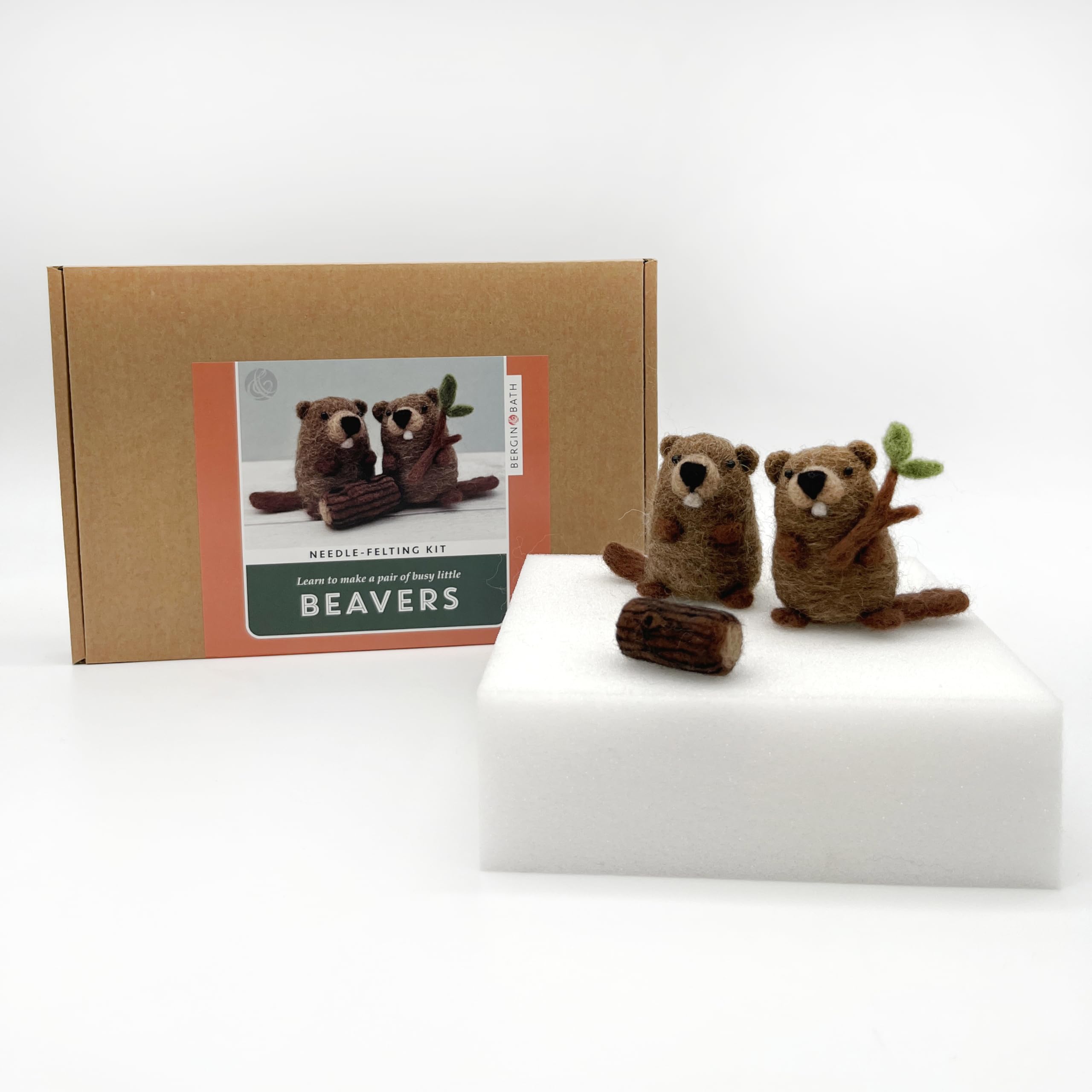 Bergin & Bath Brown Needle Felting Kit Beavers. Learn How To Make A Pair Of Busy Beavers With This Planet Friendly Craft Kit For Adults And Teens. A Creative Gift Idea. (With Felting Mat)