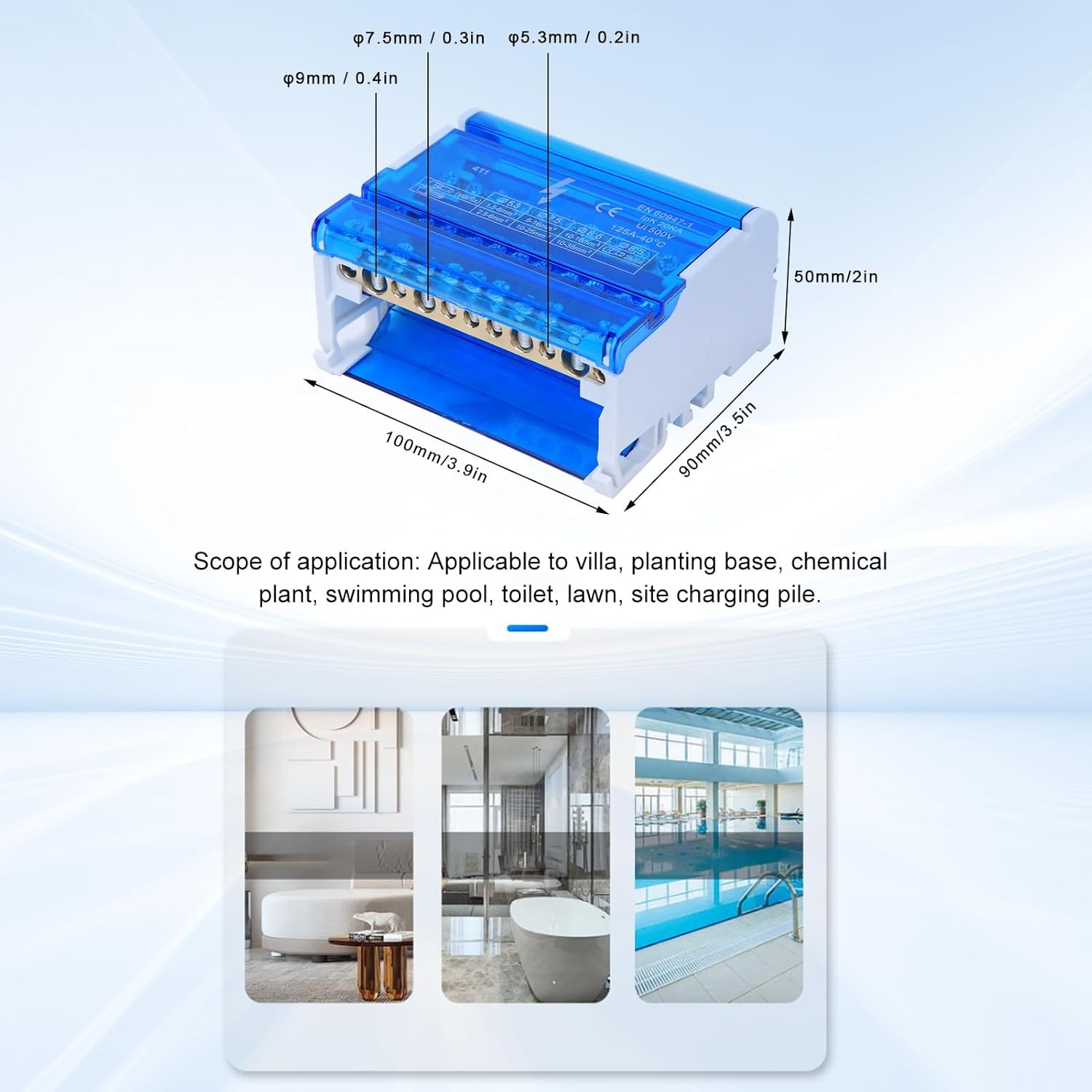 Terminal Block Distribution Box 4-Level Junction Box 411 Wiring Power Distribution DIN Rail Electrical Transparent Dust Cover for Industrial Automation Systems