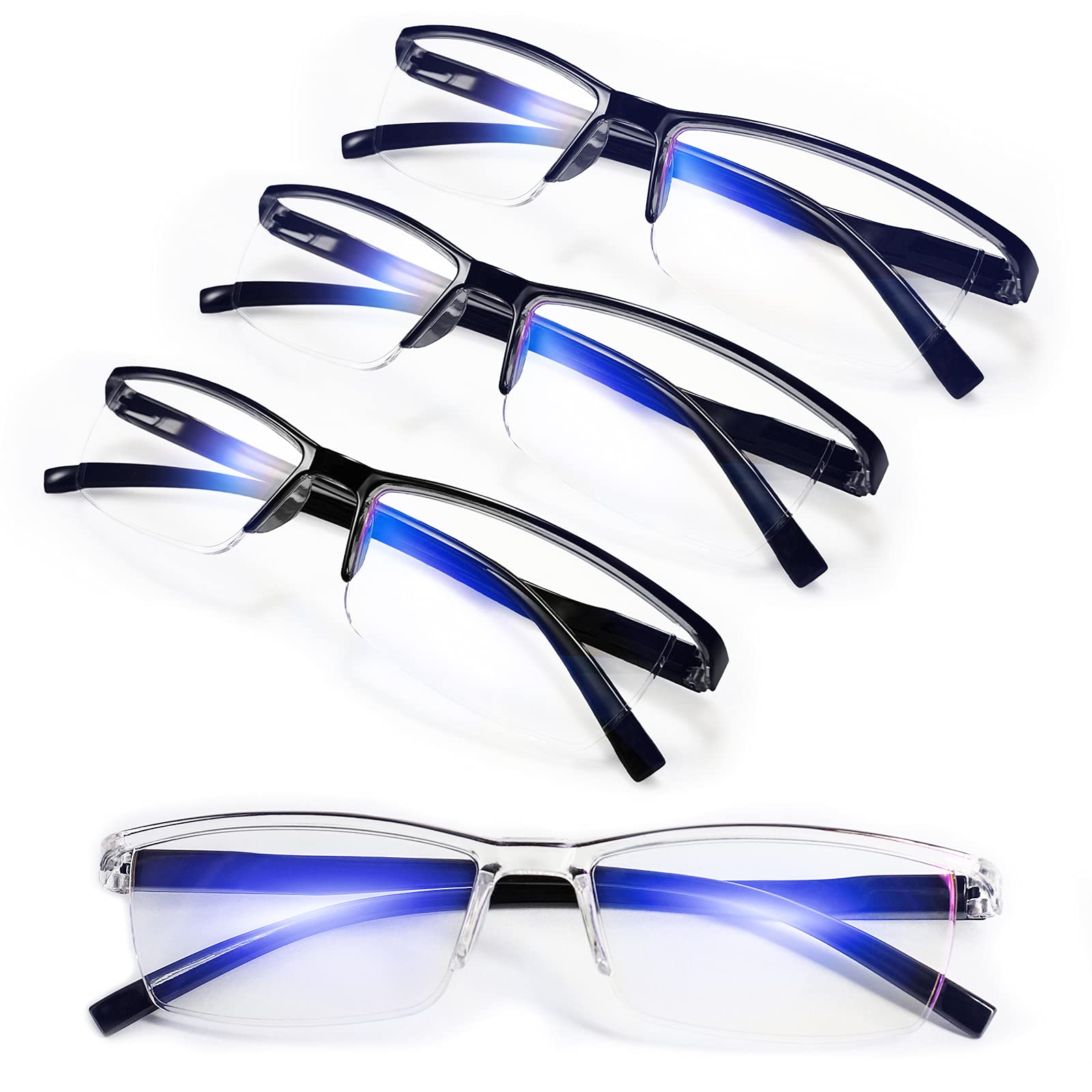 WEMOOTANTS 4PCS Stylish Anti-Blue-Light Reading Glasses Men Women Computer Readers Lightweight Blue Blockers 3.5X 4.00 3.50 3.00 2.75 2.50 2.25 2.00