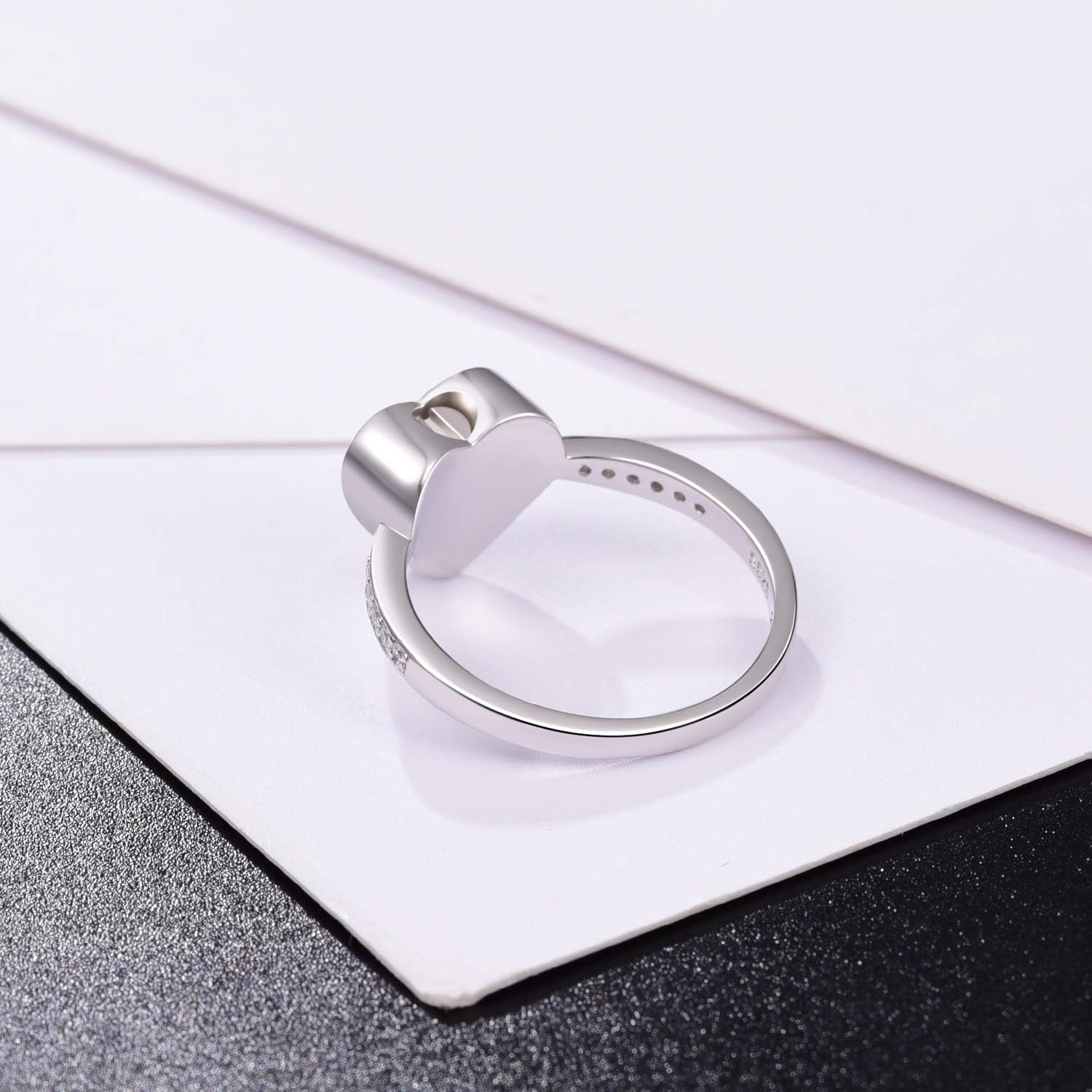 925 Sterling Silver Love Heart Urn Ring for pet Dog Cat's Ashes Keepsake Memorial Tiny Jewelry Forever in My Heart Paw Print Cremation Finger Rings - Image 6
