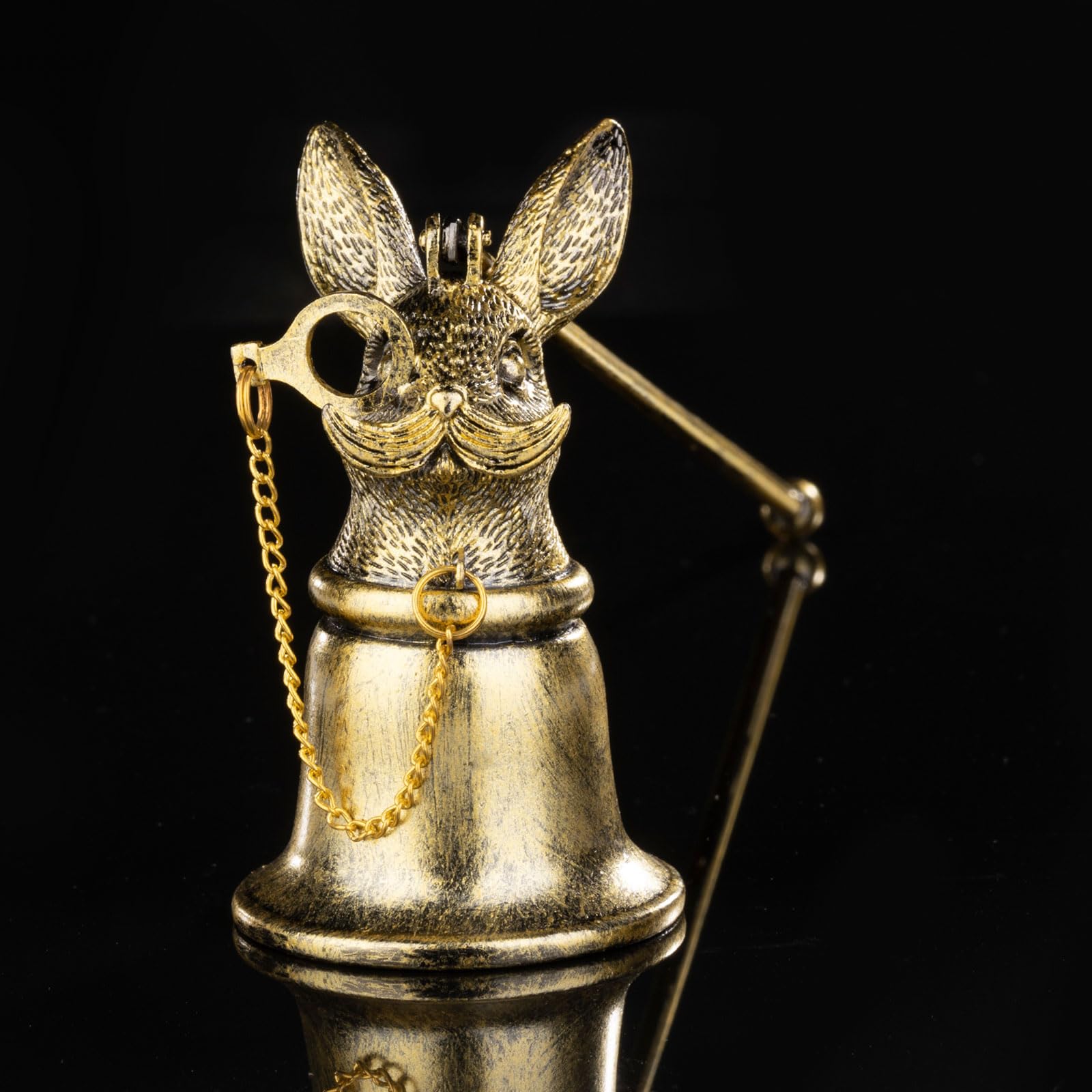 Antique Rabbit Candle Snuffer in Vintage Gunmetal Finish with Spectacle Chain