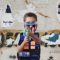 Vista 6 de Kit de chaleco táctico para niños Nerf Guns N-Strike Elite Series con 40 dardos de recambio de balas, 2 clips de recarga, bolsa de dardos, máscaras