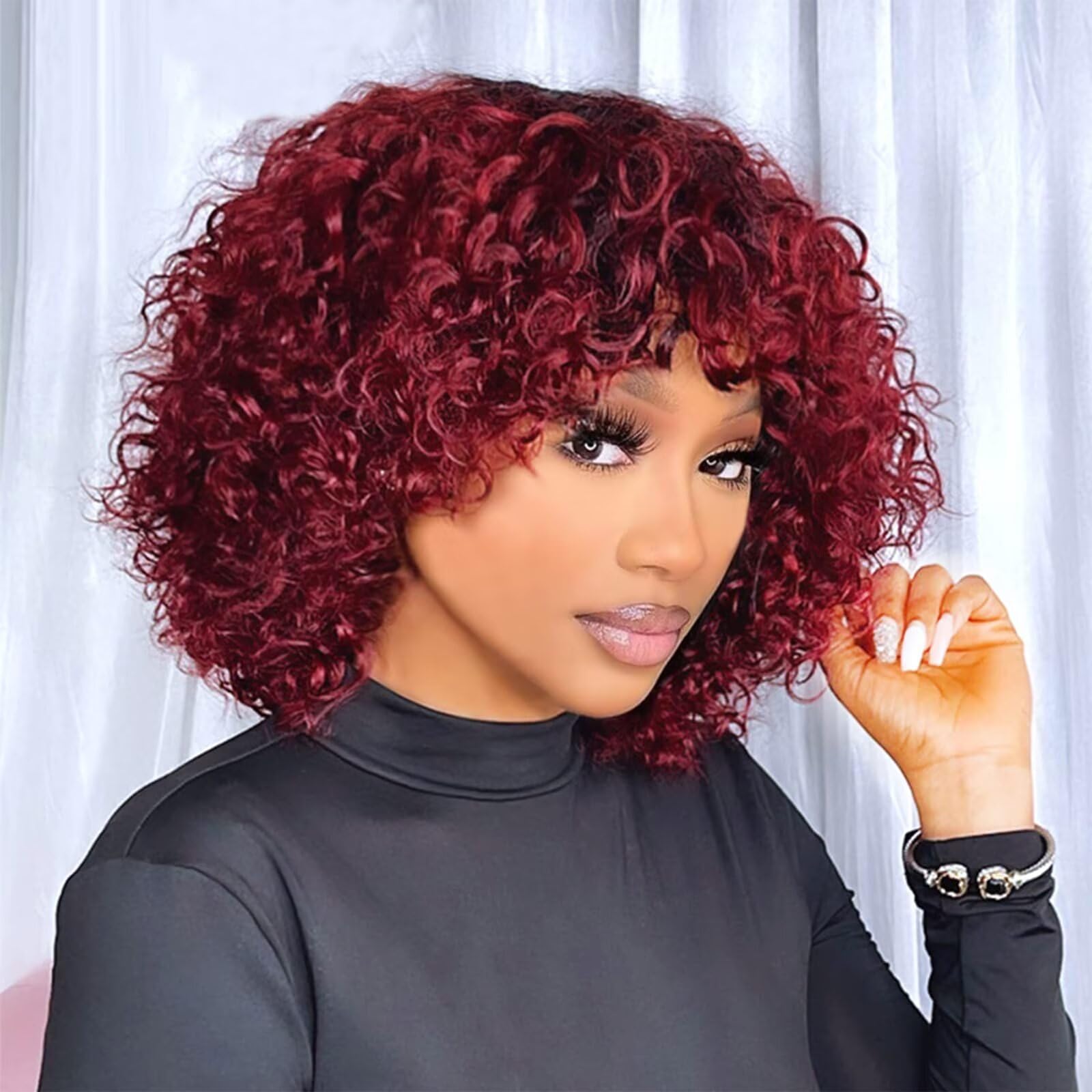 Amazon.com : IMAYLI Short Wigs for Black Women Glueless  display picture 2