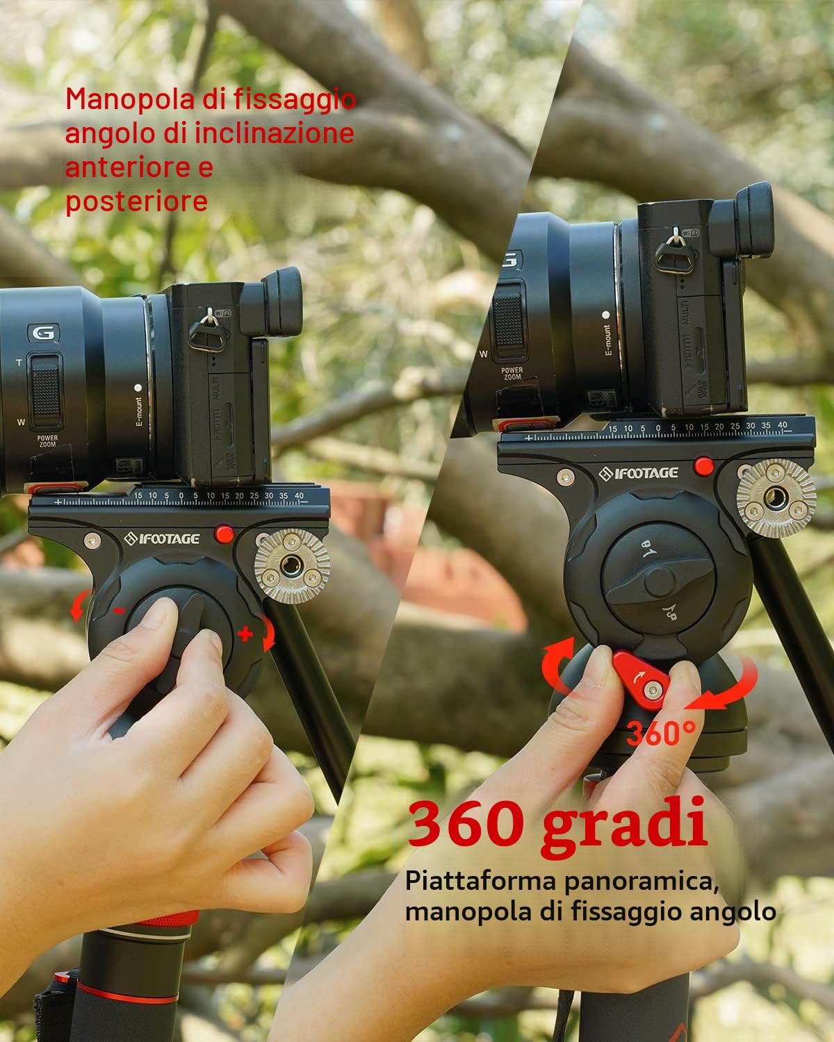IFOOTAGE Komodo K5S, Testa Treppiede Video per Fotografia, Testa Panoramica Fluid Drag in Alluminio, Testa Leggera per Treppiede con Piastra a Sgancio Rapido, per Fotocamera DSLR, Videocamera