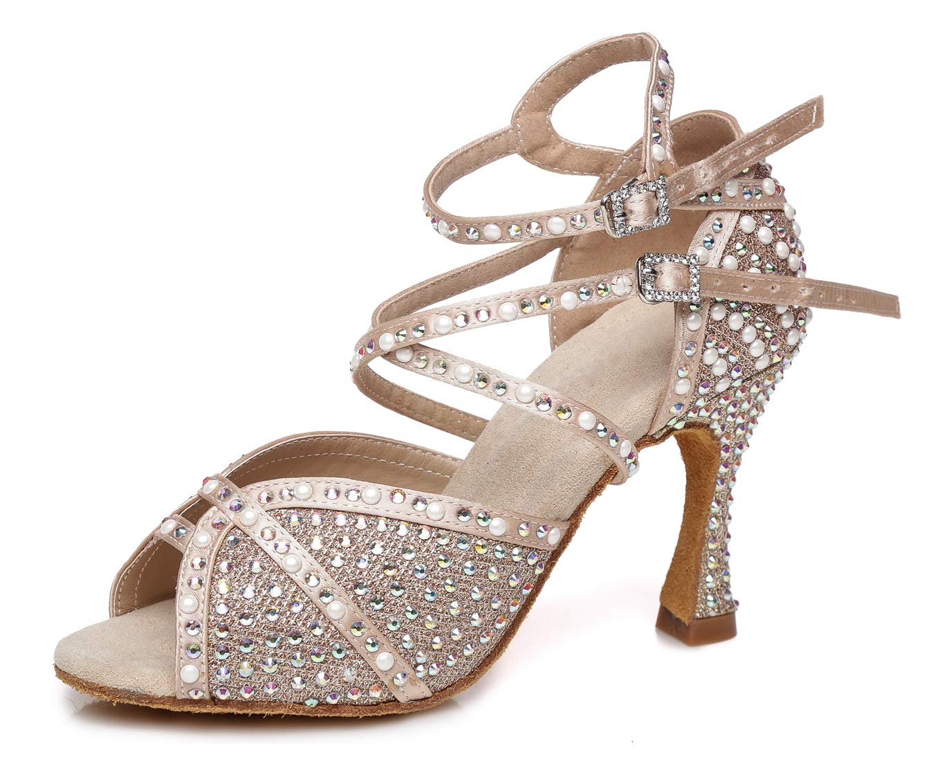 Zapatos Baile Mujer Latino Boda Fiesta Vestir Sandalias con Cuentas L388