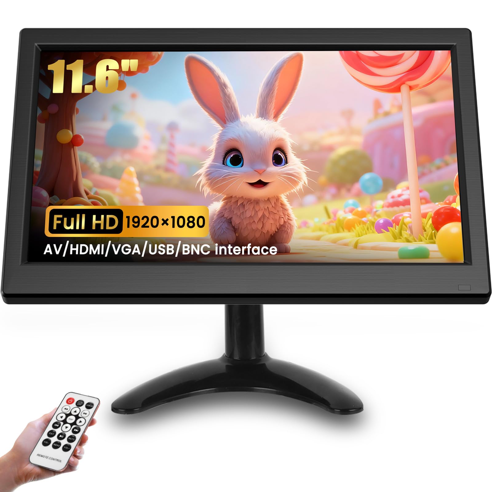 CAMECHO 11,6 pollici Monitor portatile HD 1080P Display CCTV Monitor integrato con altoparlante con connessione HDMI VGA AV BNC Compatibile con PC, DVD, TV, telecamera di sorveglianza