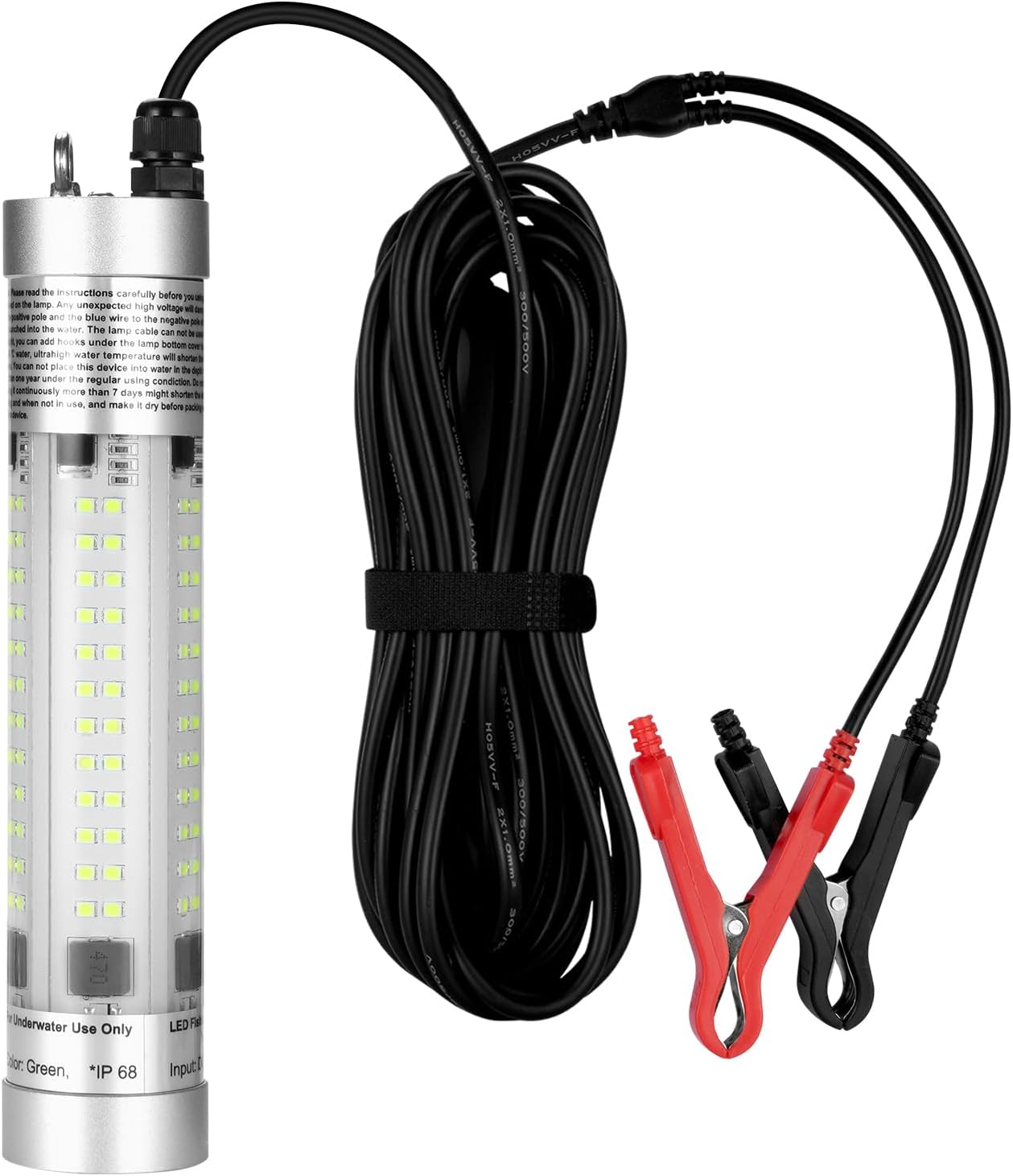 Underwater Fishing Light, 80W 9600lm Super Bright, 12V-24V LED Submersible Lamp Attractants for Docks Boats Kayaks, IP68 Rated for Fresh & Salt Water (80W 9600lm Green Light 26ft Cable)