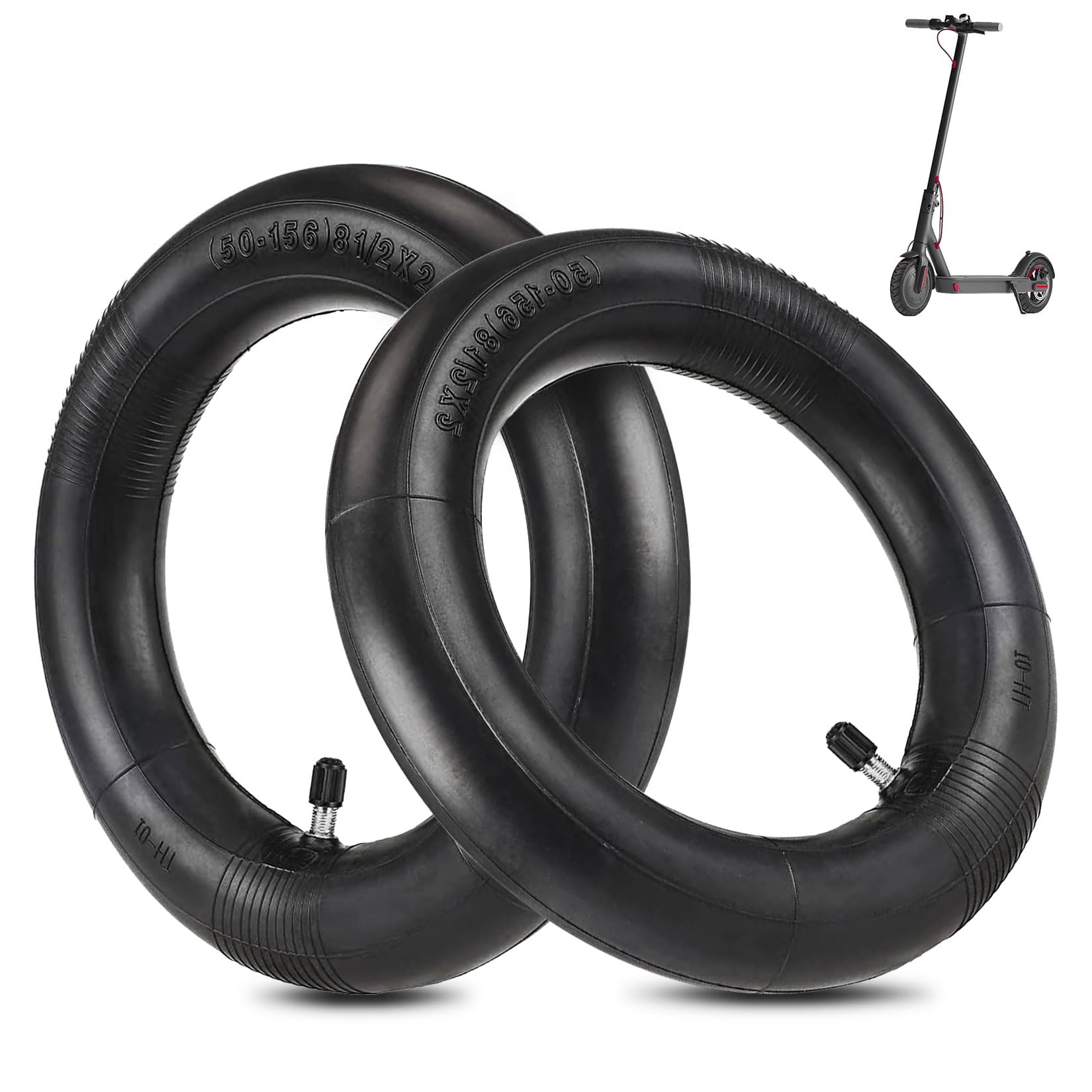 Forhandy8 1/2 x 2 E Scooter Tube, Pack of 2 Thickened Tube for Xiaomi 1S/M365/Pro2/Pro/Soflow SO3/Essential e Scooter, Replacement Tyres 8.5 Inch Replacement Tube Silver Valve 90°