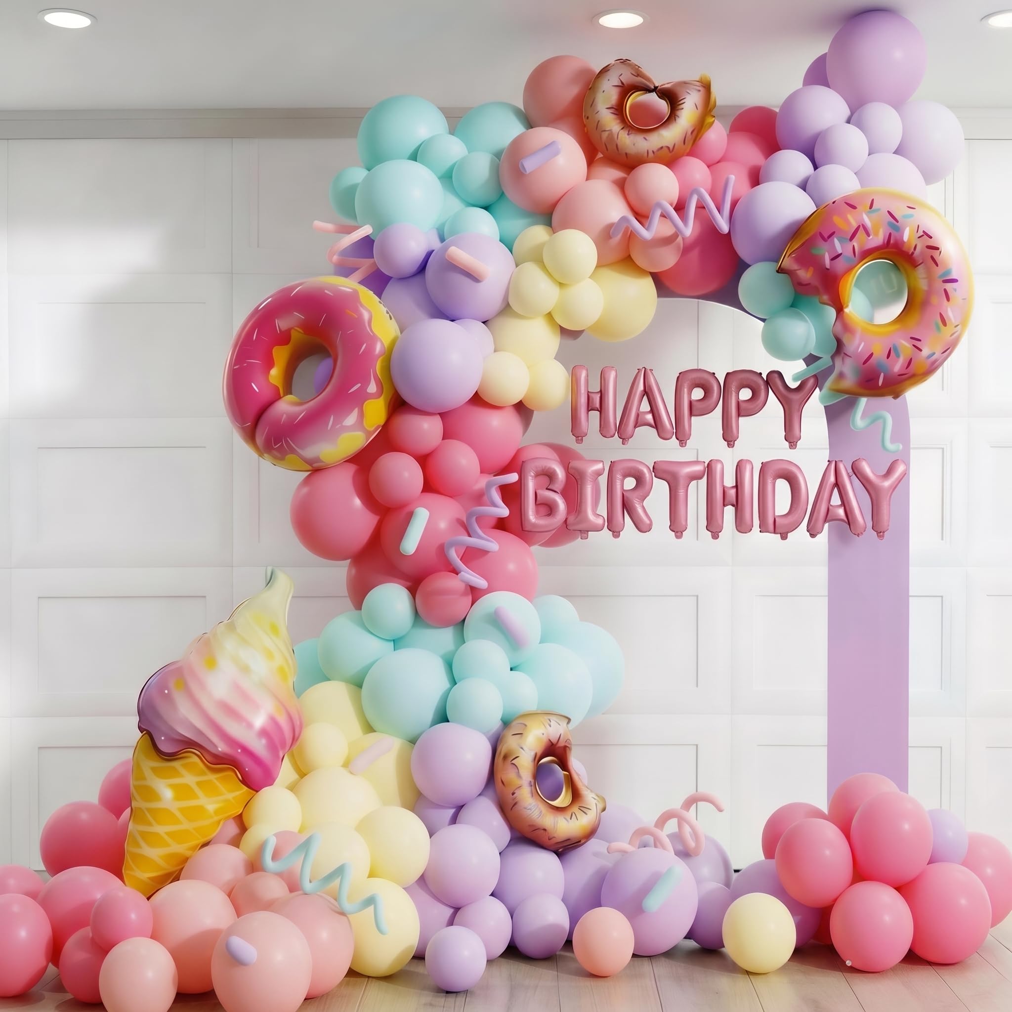 Pastel Balloon Arch Kit Happy Birthday Decorations