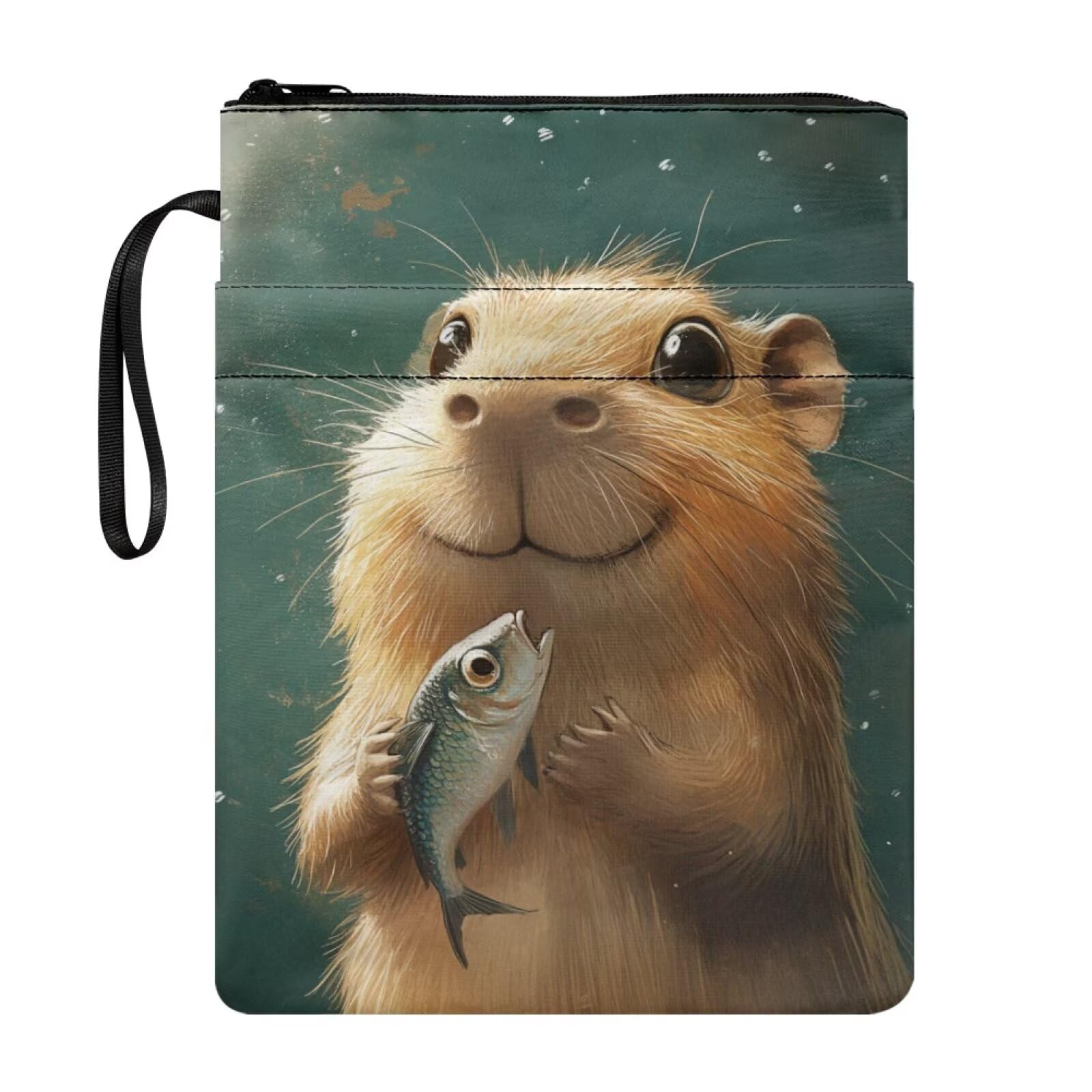 COEQINE Capybara Book Cover Sleeve for Teenager Girls Cute A5 Book Pouch Bags Reusable Protector for Paperbacks Notebook Wraps Book Lovers Classmate Gifts