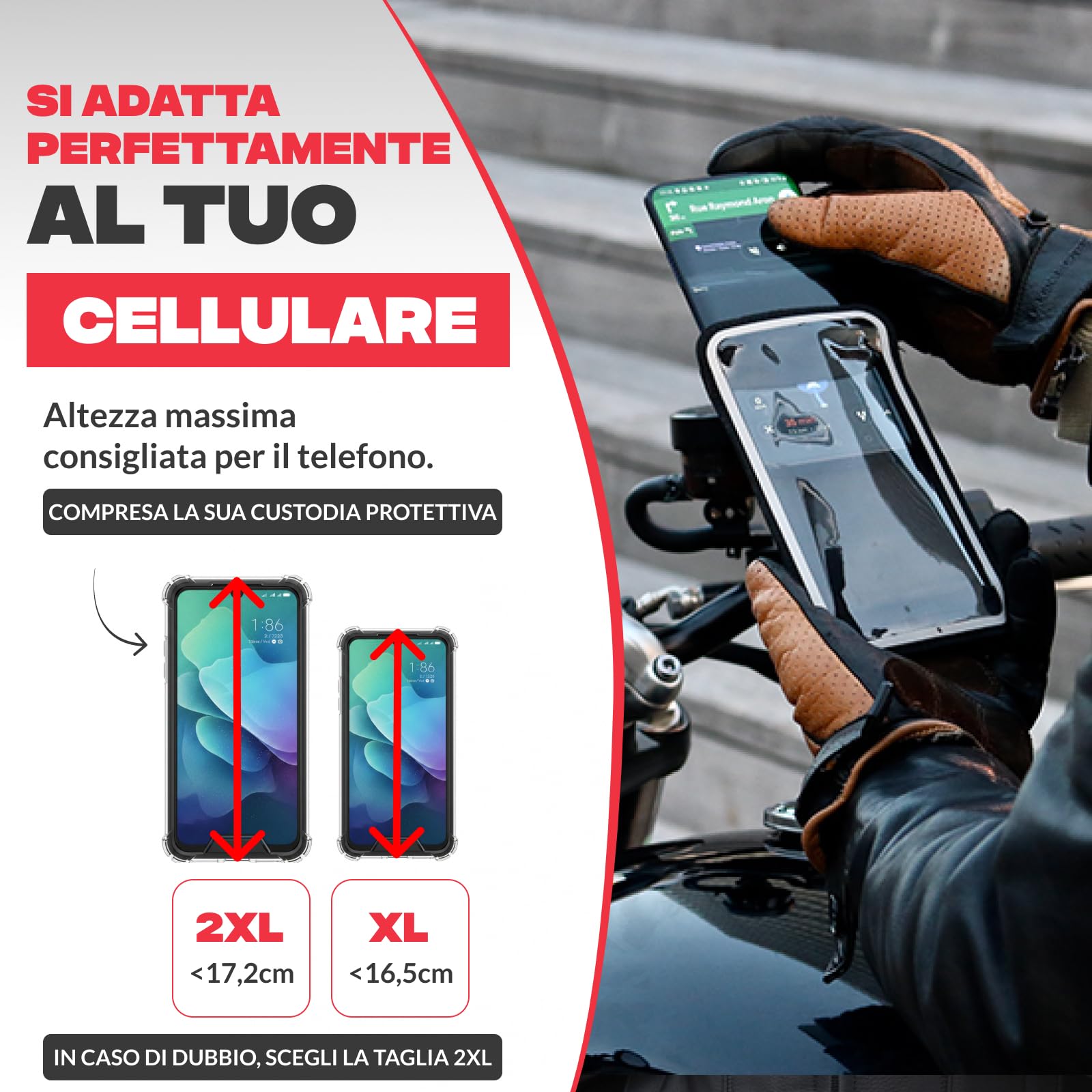 Shapeheart - Porta cellulare scooter specchietto antivibrazioni. Supporto telefono scooter impermeabile con tasca magnetica, fino a 250 km/h. 100% universale. Porta telefono scooter per retrovisore