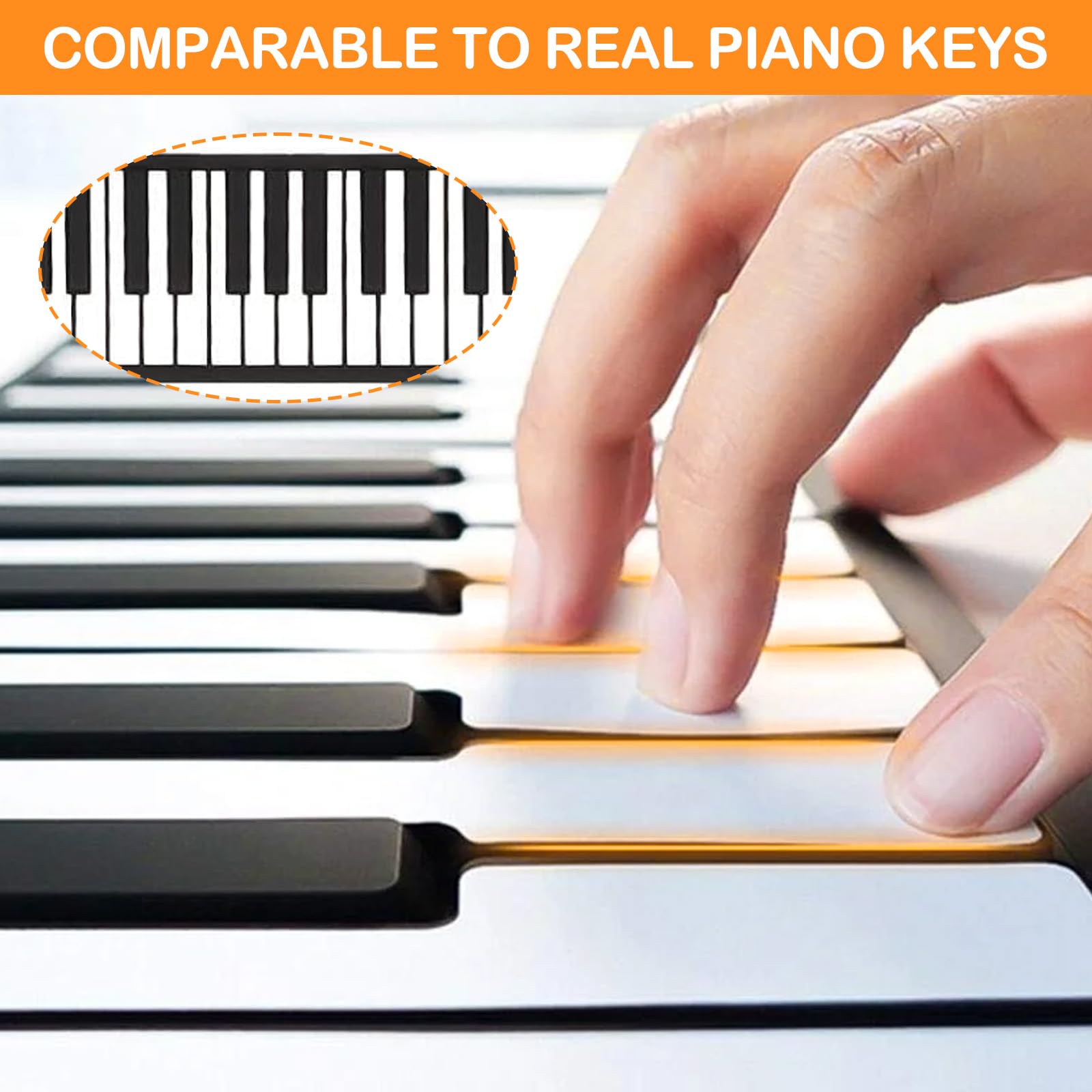 Teclado Piano Enrollable 88 Teclas, Piano Digital Portátil Recargable con 128 Ritmos Tonos, Función MIDI, Teclado Piano Plegable para Niños Adultos Principiantes