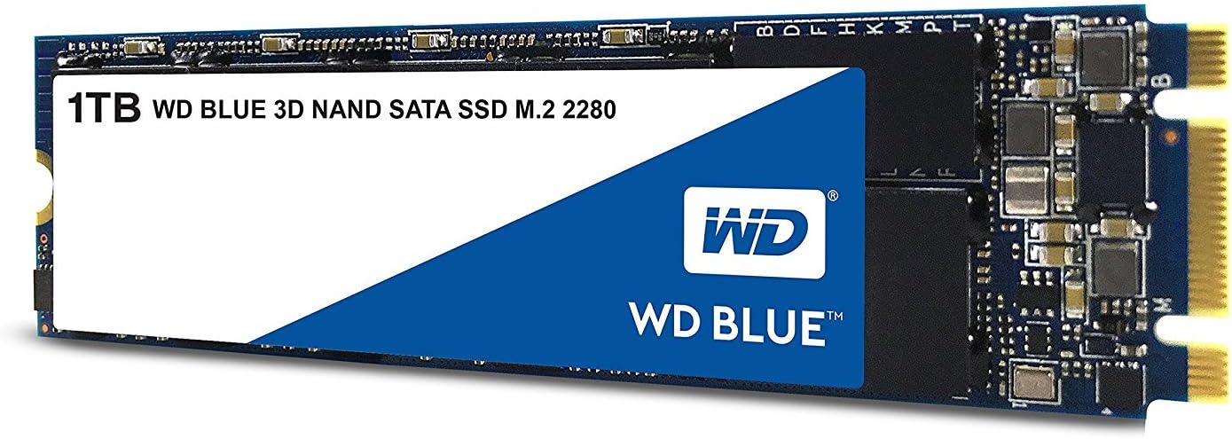 Western Digital 1TB WD Blue 3D NAND Internal PC SSD - SATA III 6 Gb/s, M.2 2280, Up to 560 MB/s - WDS100T2B0B