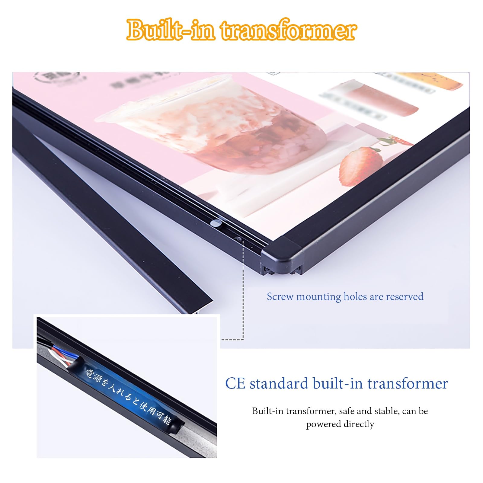 Tablero de menú retroiluminado LED con soporte retráctil, caja de luz montada en la pared para restaurantes, pantallas transparentes, diseño de eficiencia energética, perfecto para publicidad en