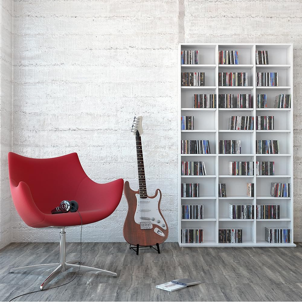 Vicco Scaffale porta cd Jukebox, Bianco, 102 x 178 cm