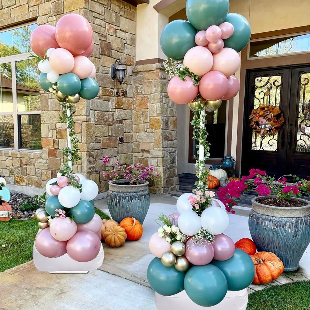 Balloon Column Stand Kit Set of 4, 7 Feet Height Adjustable Balloon Stand Kit for Floor, Balloon Pillars Stand Kit Reusable for Birthday, Wedding, Baby Shower, Graduation Party Decorations (4 Set)