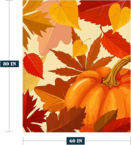 Miniatura 127 de YeeJu Manta decorativa de otoño, color naranja, Acción de Gracias, otoño, lindas calabazas, manta para sofá, cama, sala de estar, suave, acogedora
