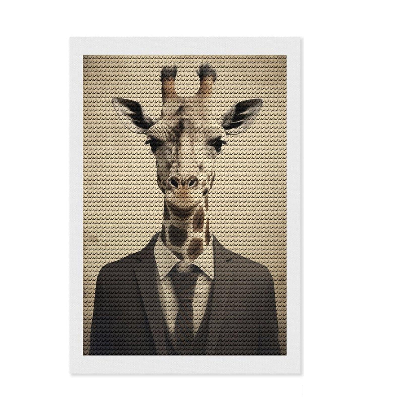 Junmoney Giraffe in A Suit Diamond Painting Set 8"x12", Enjoyable At-Home Hobby, Relaxing DIY Hobby, Modern Decor, Gift Idea, Easy to Enjoy