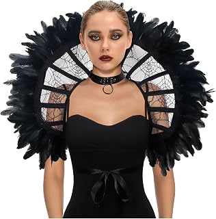 Women's Lace Victorian Collar Stand Up Feather Collar Gothic Queen Collar Halloween Vampire Costume