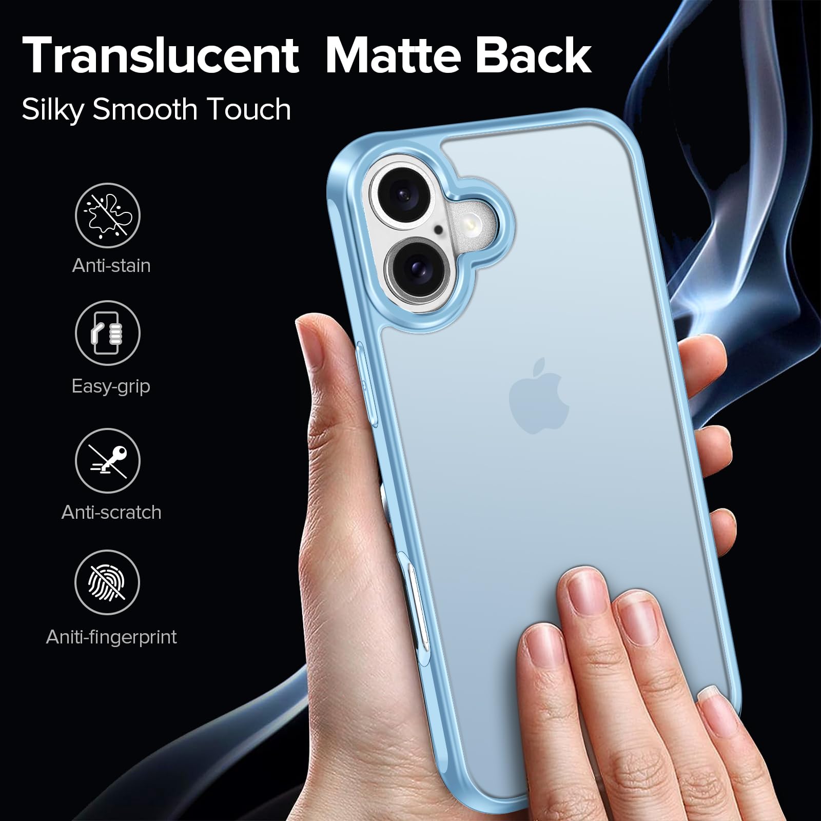 iVoler Cover Opaca per iPhone 17 6.3 Pollici con 2 Pezzi Vetro Temperato, [Antiurto di Grado Militare] Custodia Traslucida Posteriore Sottile Anti-Impronte Case, Azzurro Chiaro