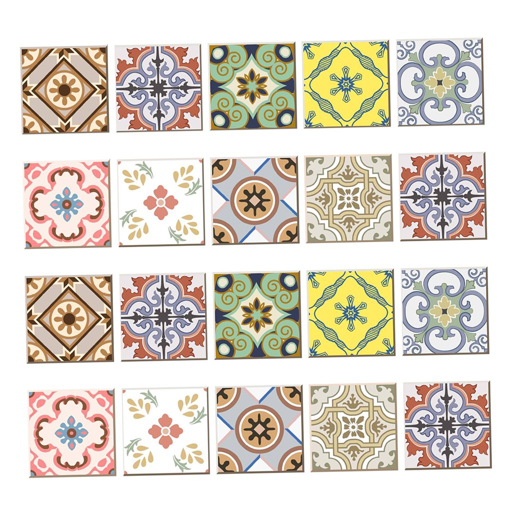 SKKWJEGE 20 Pieces Mosaic Wall Tiles Stickers Kitchen Bathroom Tile Decals B 10x10 cm