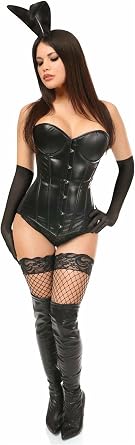 Daisy corsets Womens Lavish 4 Pc Wet Look Bustier Bunny Corset Costume