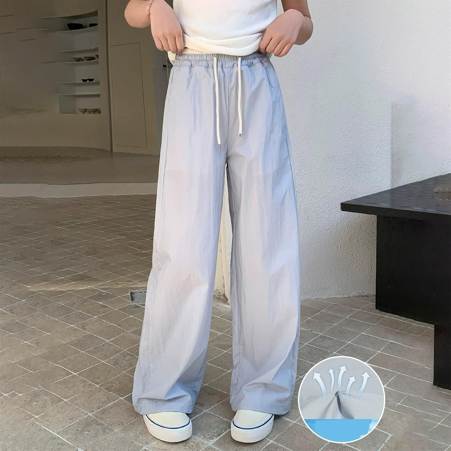 Teen Girls Sweatpants Wide Leg Drawstring Jogger Pants Straight Leg Athletic Trousers with Pockets Size 5 to 14