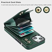 Vista 4 de Folosu Funda Cartera Compatible con iPhone 14 con Soporte para Tarjetas, Rotación de 360°, Soporte de Anillo de Dedo con Función Atril, Bloqueo