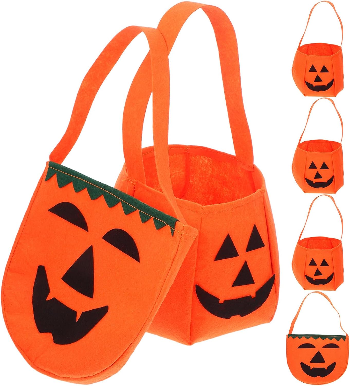 LIFKOME 6pcs Halloween Pumpkin Trick or Treat Bag Reusable Non-woven Orange