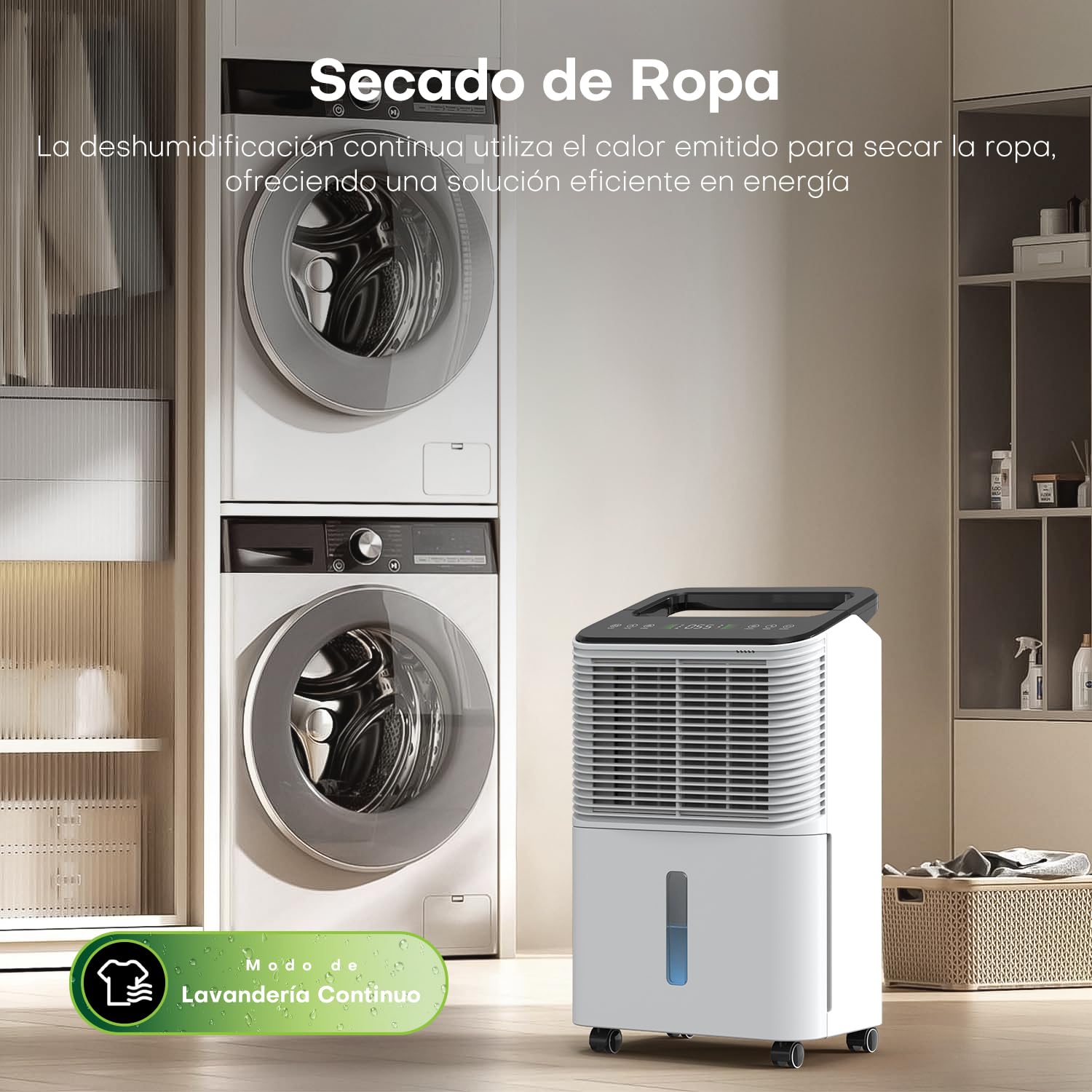 16L/día Deshumidificador, Deshumidificador Silencioso, Control Central Inteligente, Modo AUTO, Indicador de Humedad, 24H Timer, Deshumificadores de Humedad,Más Potente,Más Eficiente