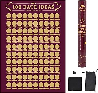 100 Dates Scratch Off Poster, Things to Do Scratchable Poster, Lovely Engagement Gifts for Couples Filled with Fun Stuff for Lovers