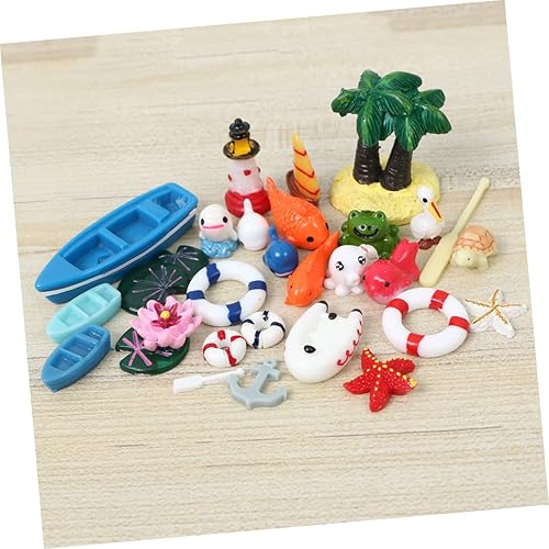 Miniatura 3 de ifundom 84 piezas de ornamento de resina oceánica para niños, mini decoración de jardín, juguetes de puerta, decoración al aire libre, decoración de