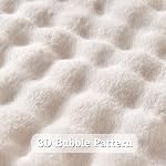 Wajade Soft Fleece Throw Blanket for Couch, 90x106 Inches 3D Bubble Decorative Cozy Fuzzy Flannel Blanket, Lightweight Warm Blanket for Bed Office, Ivory