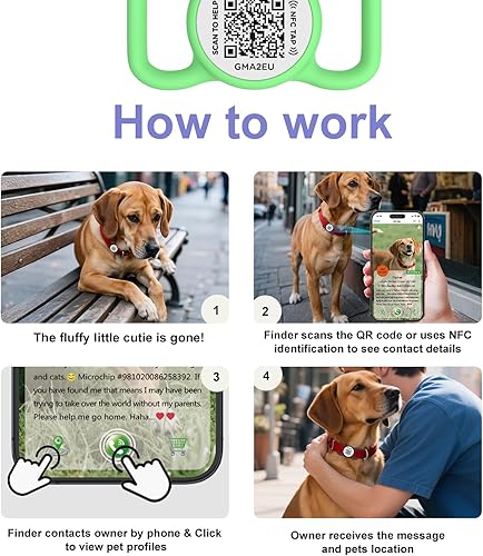 Miniatura 5 de Etiqueta para perro con código QR con NFC, etiqueta de identificación de mascota personalizada, etiqueta de identificación de perro de silicona