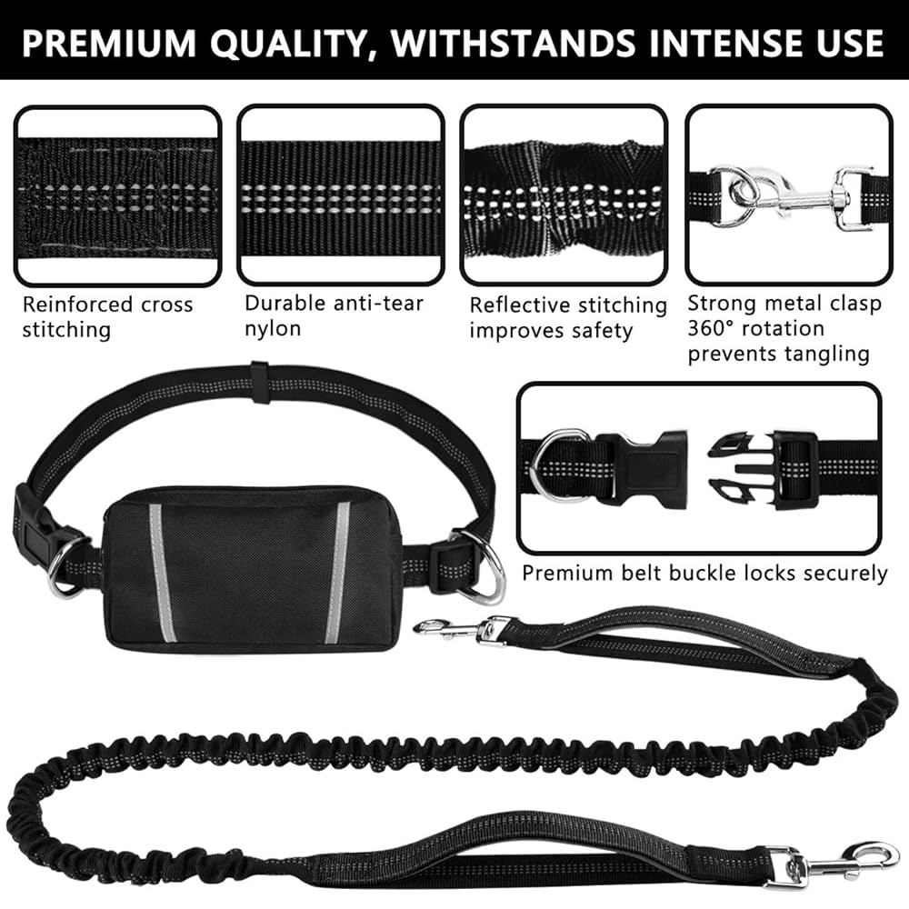 Dog Leash With Two Handles: Hands Free Reflective Pet Lead For Medium To Large Dogs, Perfect For Hiking And Daily Walks From Luo09, $20.41