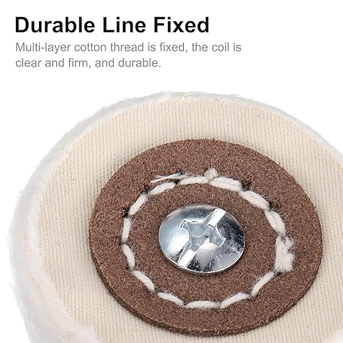 Miniatura 7 de uxcell Rueda de almohadilla de pulido de 3 pulgadas de algodón con mango de 14 pulgadas para colector de aluminio acero inoxidable cromado 4 piezas