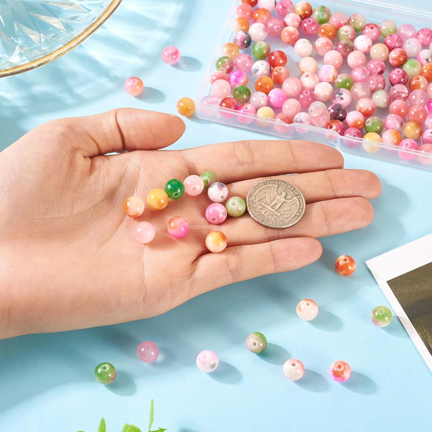 120Pcs 8mm Round Pink Gemstone Beads Cute Natural Jade Crystal Energy Healing Stone Spacer Beads for Women Crafts DIY Beaded Bracelet Jewelry Making Supplies - Image 2