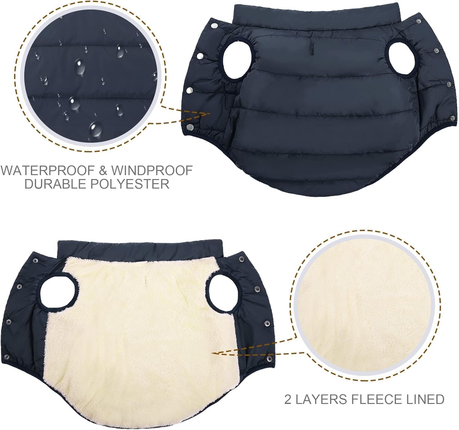 ASENKU Cappotto Cane Impermeabili Invernale, Cappottino Cane Calda Giacca per Cani Taglia Piccola Media Grande, Cappotto Gilet per Cani con Fodera in Lana Protegge Dal Freddo