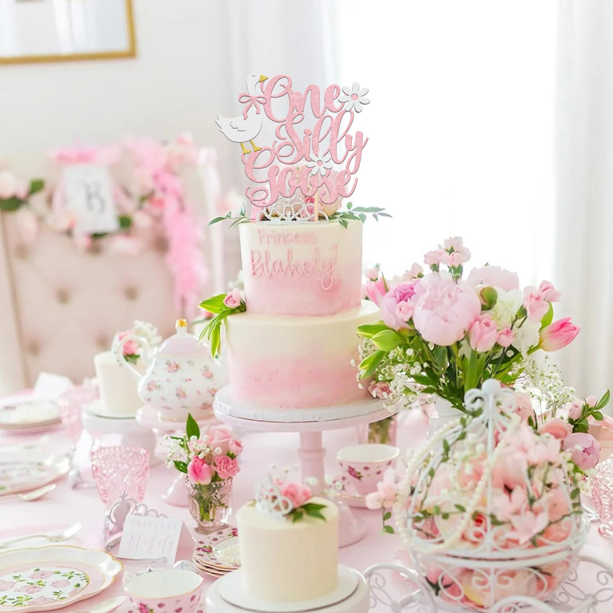 Topper Per Torta Compleanno Silly Goose – Kit Decorazione Con Oche, Margherite E Palline, Per Feste A Tema Hawaiano, Spiaggia, Baby Shower