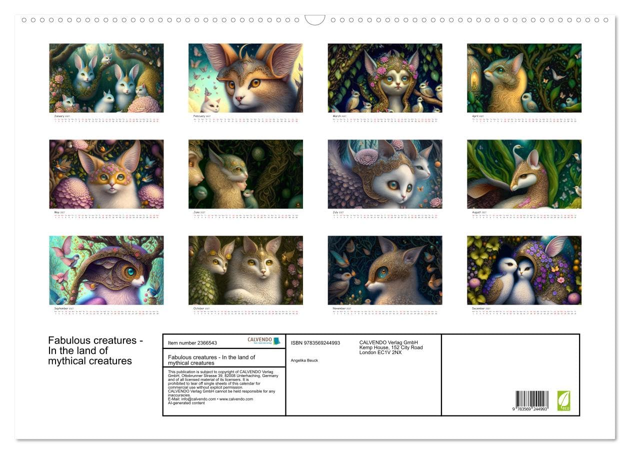 Fabulous creatures - In the land of mythical creatures (Wall Calendar 2027 DIN A2 landscape), CALVENDO 12 Month Wall Calendar: Fabulous animals from the land of fantasy