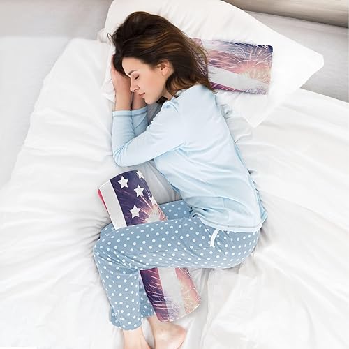 Miniatura 6 de Yuiboo American Flag Blue Independence Day 4th July Celebration Bolster Pillow for Reading Foam Neck Roll Pillow 17 Inch Round Pillow Insert Travel