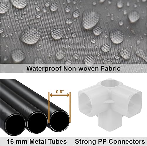 Miniatura 5 de MOGELAFOO Armario portátil de 83 pulgadas de ancho, organizador de almacenamiento con tapa, 5 varillas para colgar ropa y 10 estantes de