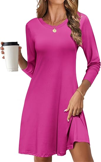 MOLERANI Womens Casual Long Sleeve T-Shirt Loose Dress