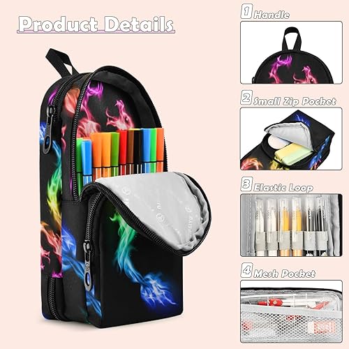 Miniatura 4 de Estuche para lápices Fire Rainbow Dragon de gran capacidad con compartimento para estudiantes, mochila escolar, organizador de papelería, estuche