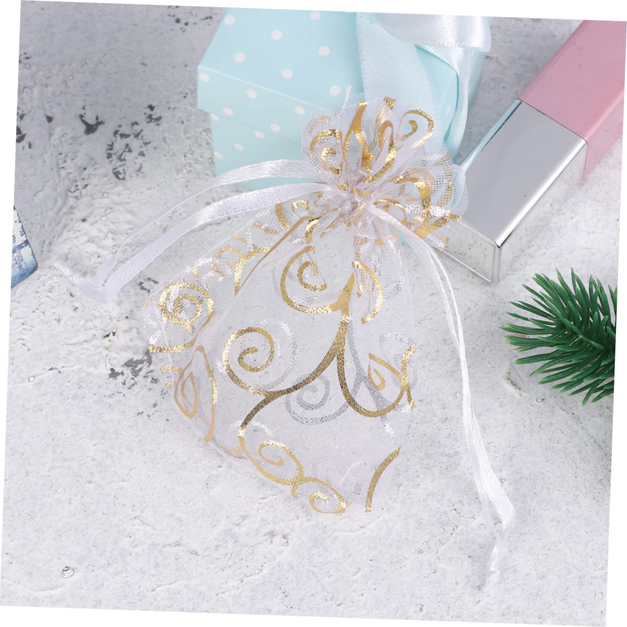 Gatuida 3 Set Di Sacchetti Con Coulisse in Organza Bianca Per Gioielli Da Sposa Piccoli Sacchetti Da Viaggio 100 Pezzi*3
