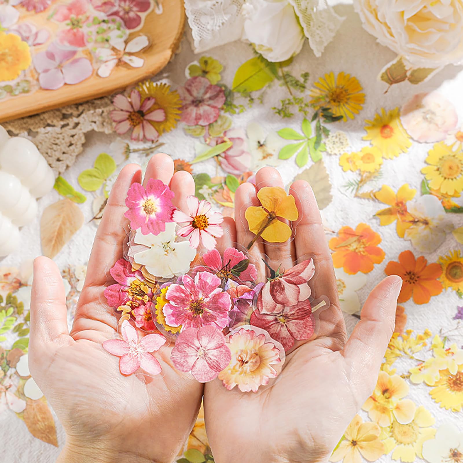 Maxleaf Pressed Flower Stickers Set, 270PCS Dried Flowers Waterproof Stickers Decals Floral Botanical Journaling Stickers for Scrapbook Supplies Junk Journal Bullet Journal Planner Laptops Art Crafts - Image 2