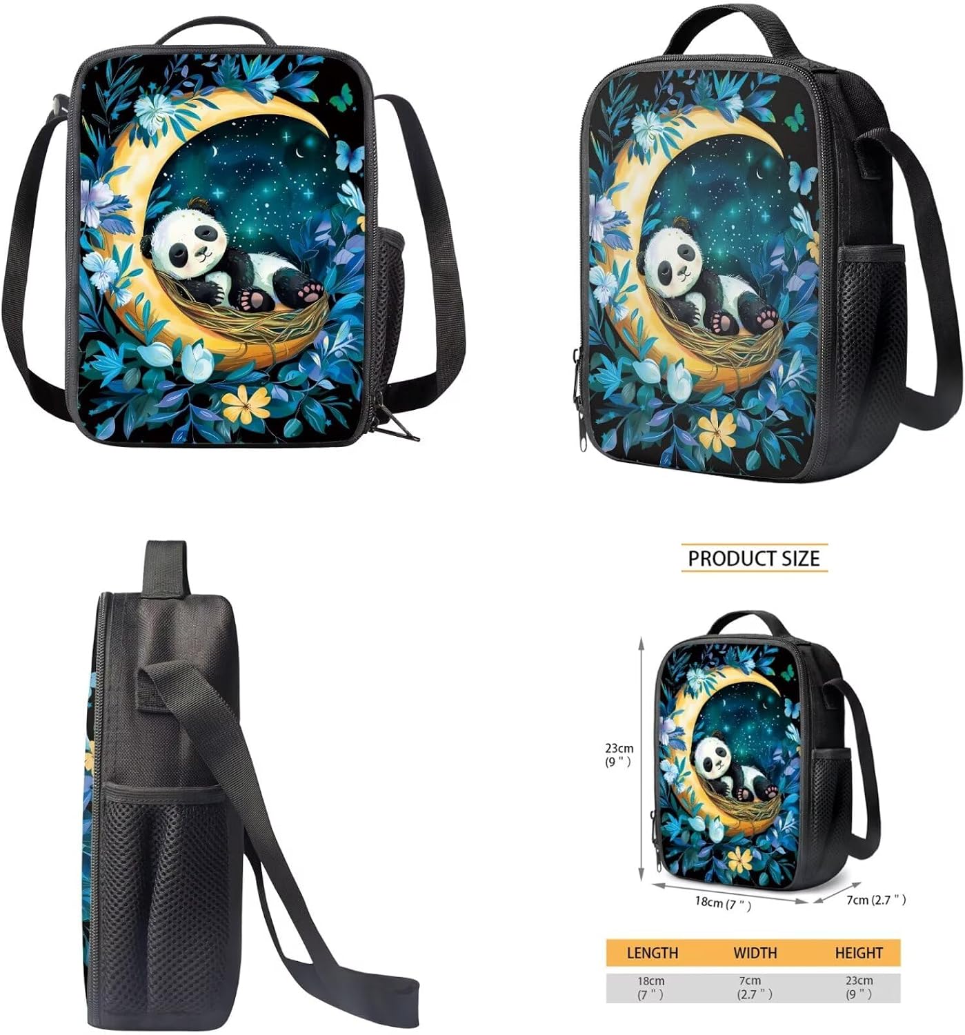 Dreaweet Cute Panda Backpack for Girls 8-10 with Lunchbox Water Bottle Holder Pencil Case 4-Piece Set 16 Inch Lightweight Bookbag for Kids Elementary School 2nd-4th Grade Back to School Essentials