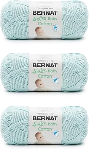 Bernat Softee Baby Cotton Aqua Mist - Ovillo de lana para bebé, paquete de 3 unidades de 4.25 onzas, mezcla, 3 DK (ligero), 254 yardas,