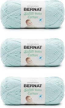 Bernat Softee Baby Cotton Aqua Mist Yarn - 3 Pack of 120g/4.25oz - Blend - 3 DK Light - 254 Yards - Knitting/Crochet